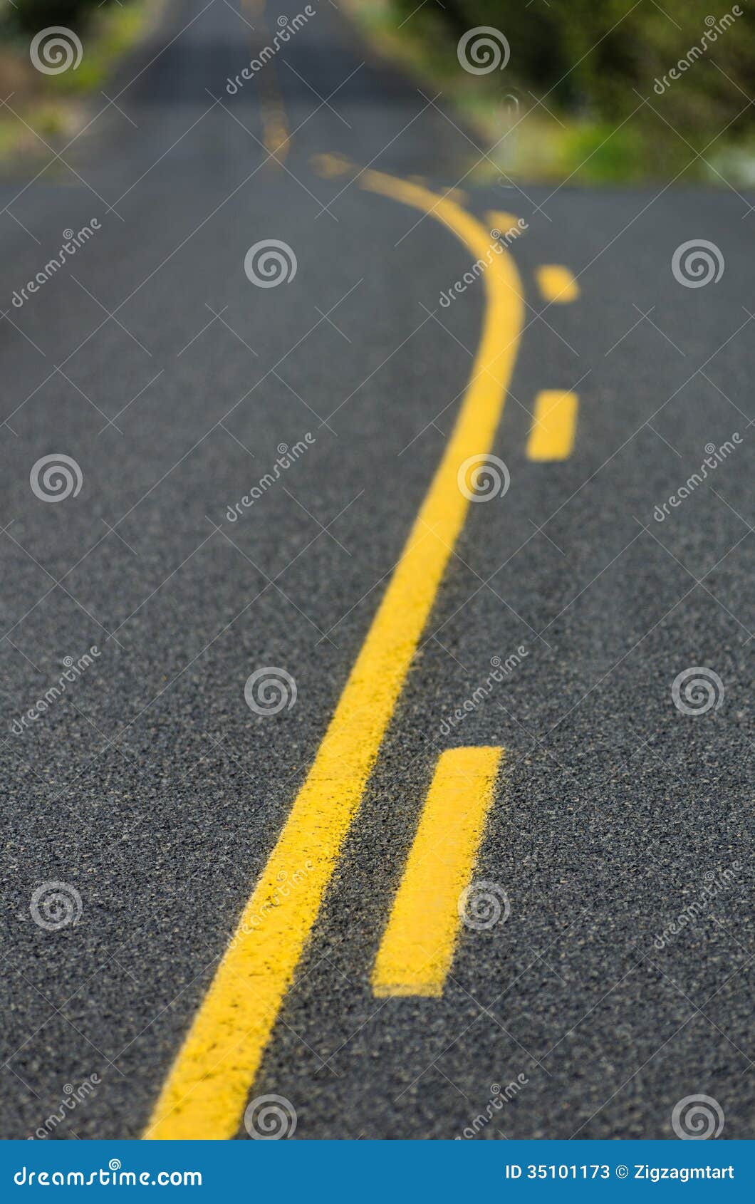 Yellow Lines on Rural Roadway Stock Image Image of landscape, fading