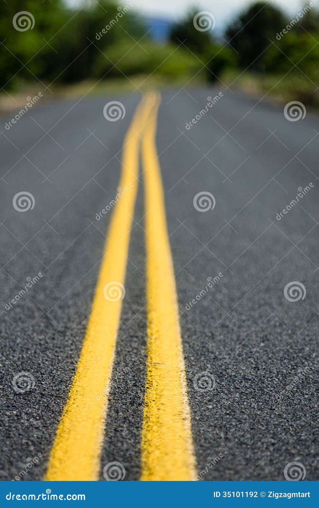 Yellow Lines on Rural Roadway Stock Photo Image of yellow, distance