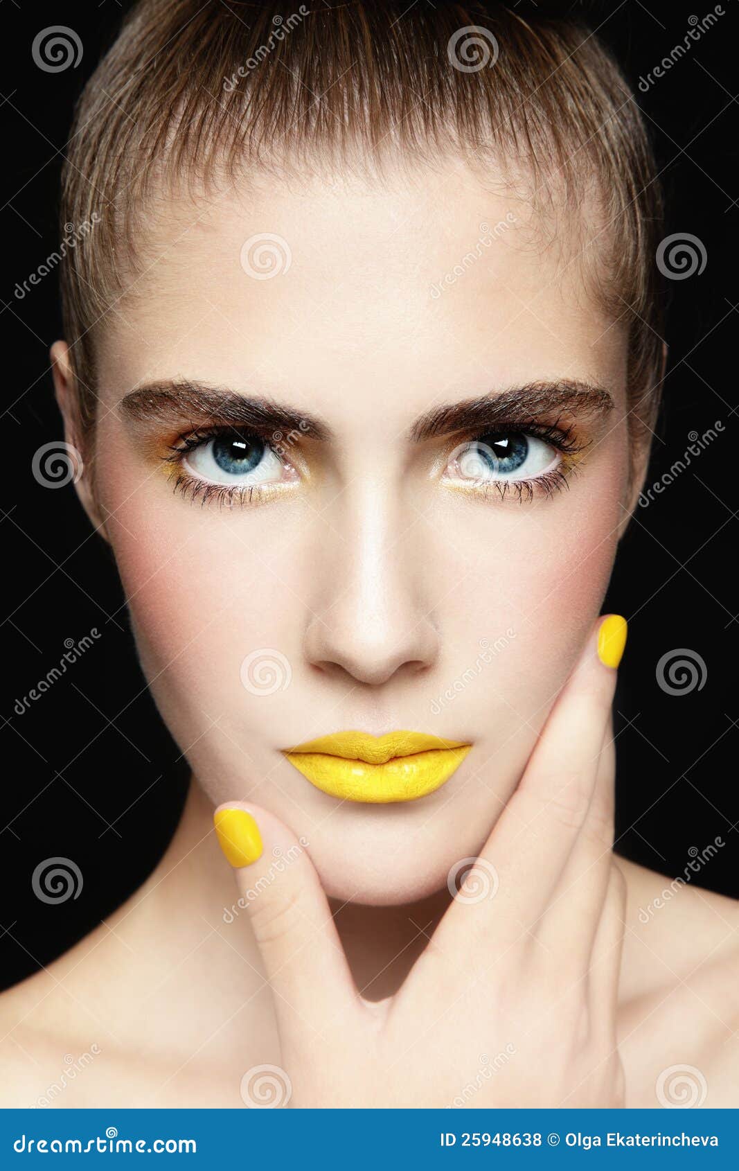 Yellow lipstick stock photo. Image of fashion, close 25948638