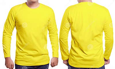 Yellow Long Sleeved Shirt Design Template Stock Photo - Image of body ...