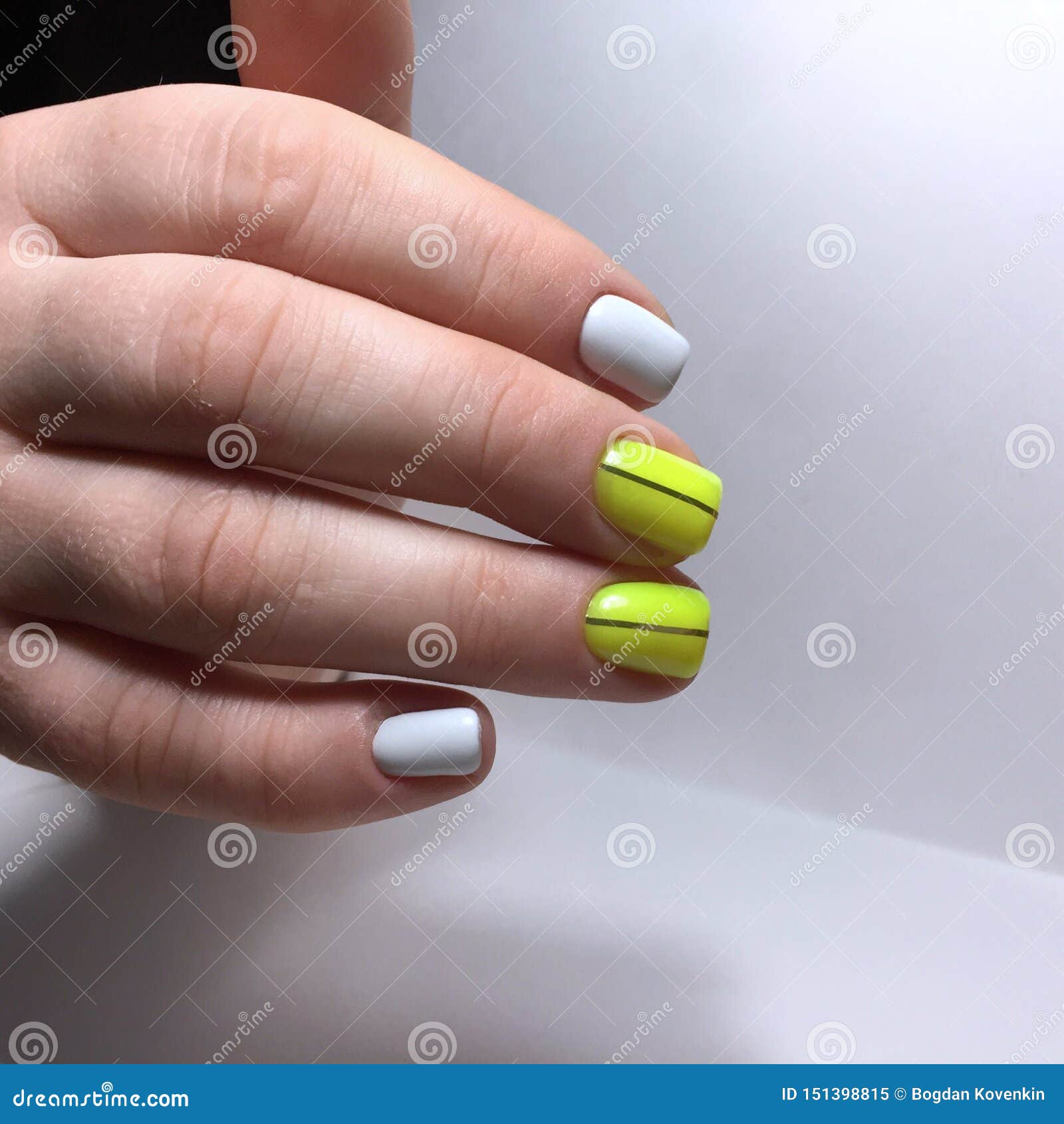 Yellow Manicure on the Nails. Yellow Nail Design on the Fingers Stock Image  - Image of stylish, fingers: 151398815