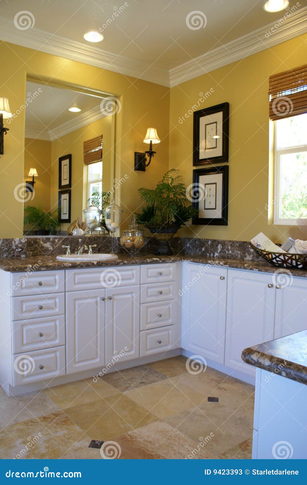 Yellow Master Bath Room Vertical Stock Image Image of white, granite 9423393