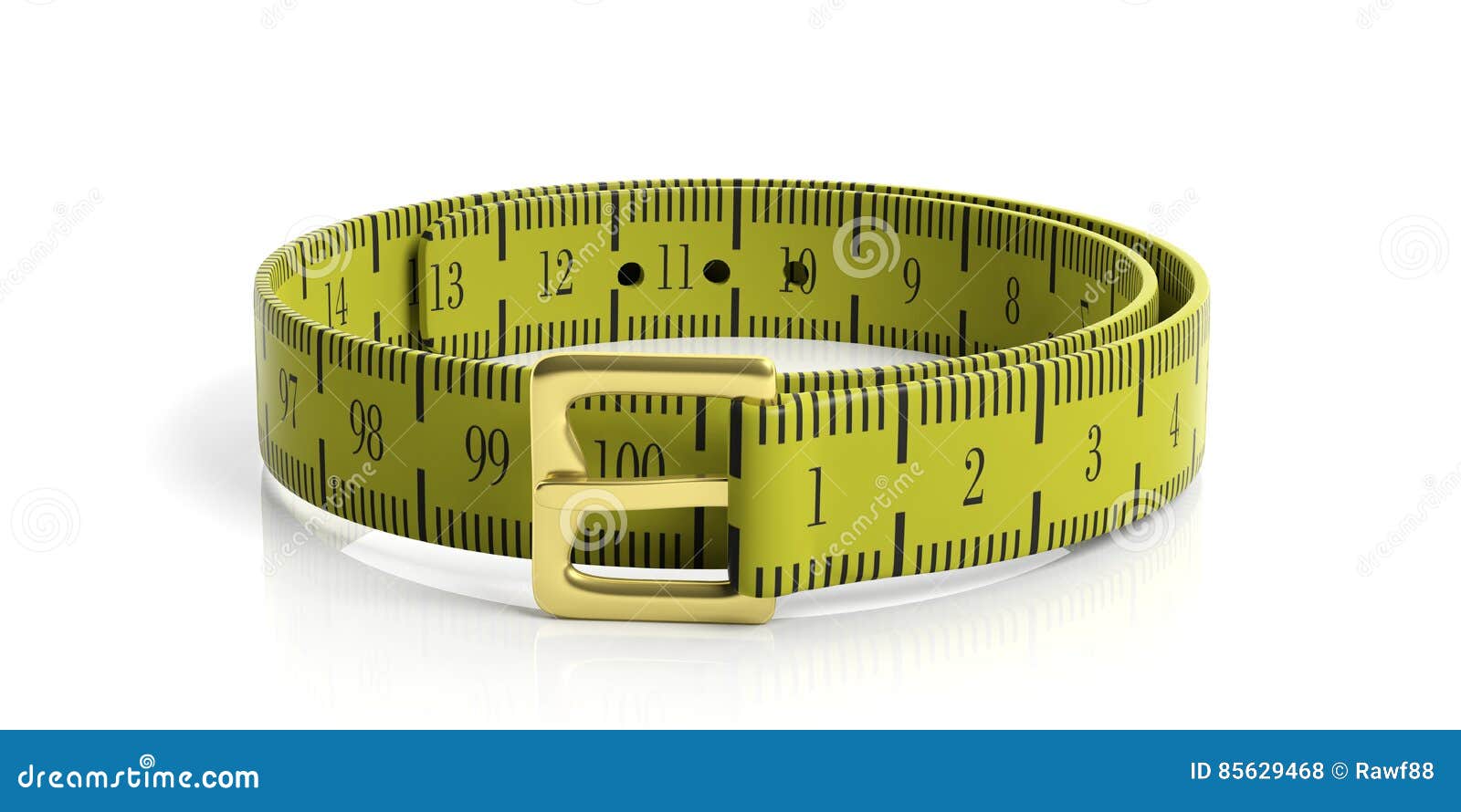 Yellow Measure Tape Belt. 3d Illustration Stock Illustration