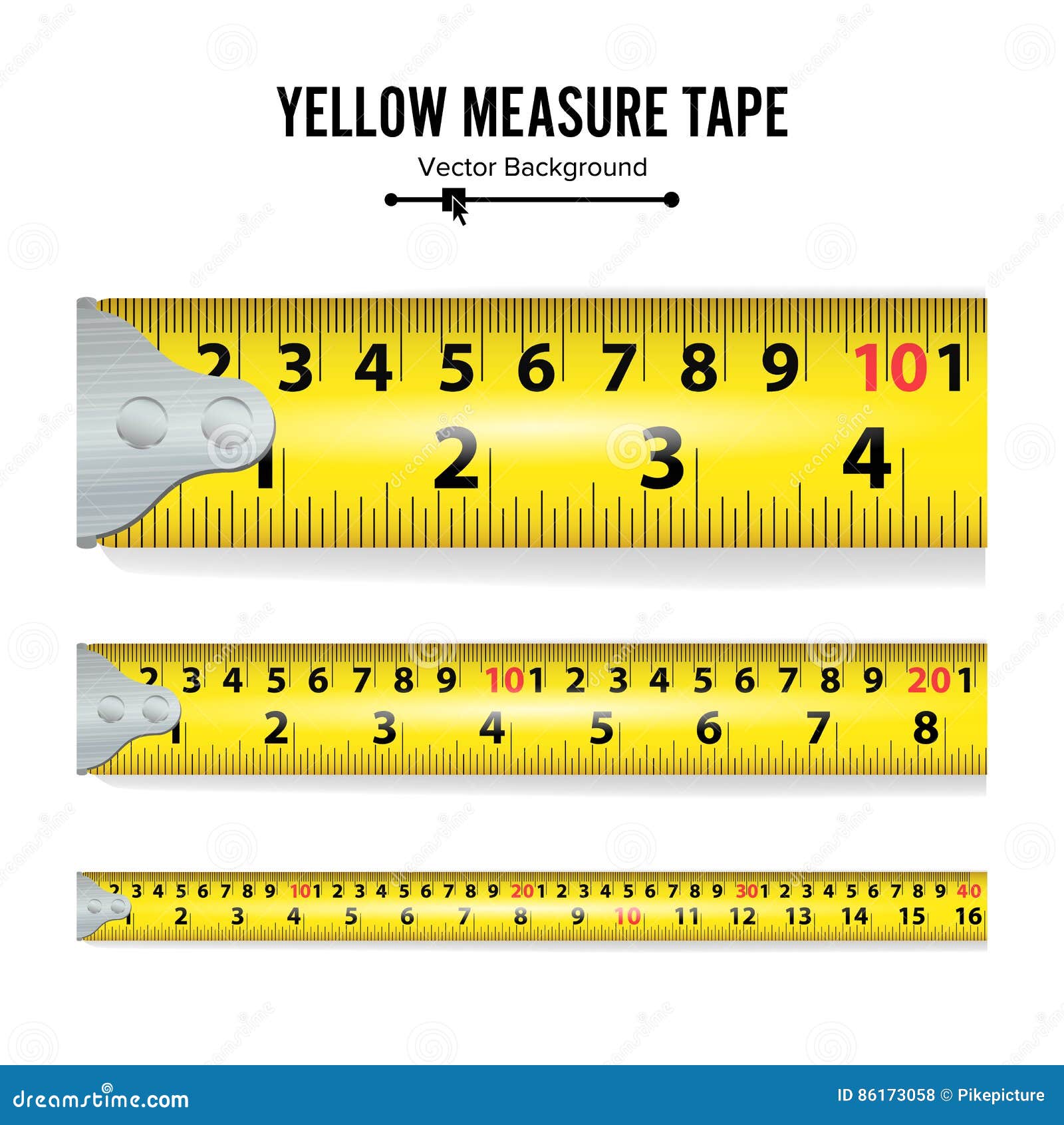 Yellow Measure Tape Vector. Centimeter and Inch. Measure Tool