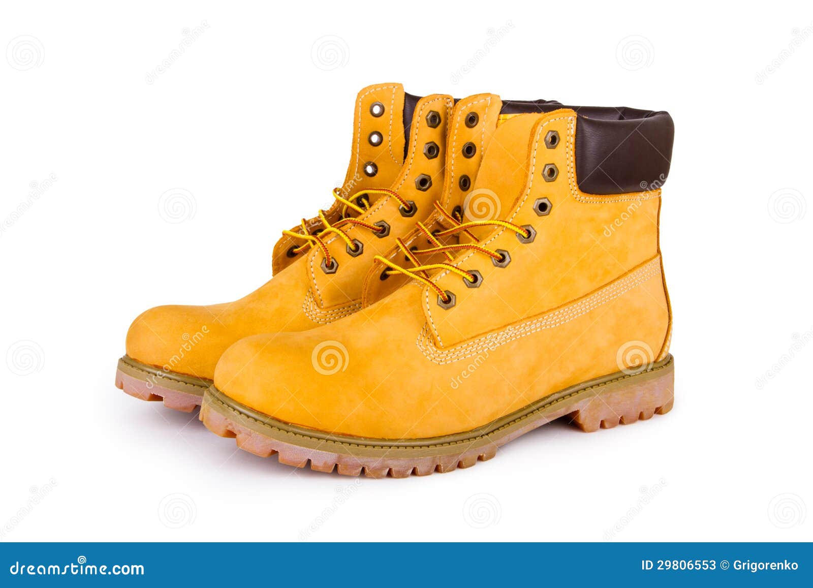 Yellow boots stock image. Image of protection, laces 29806553
