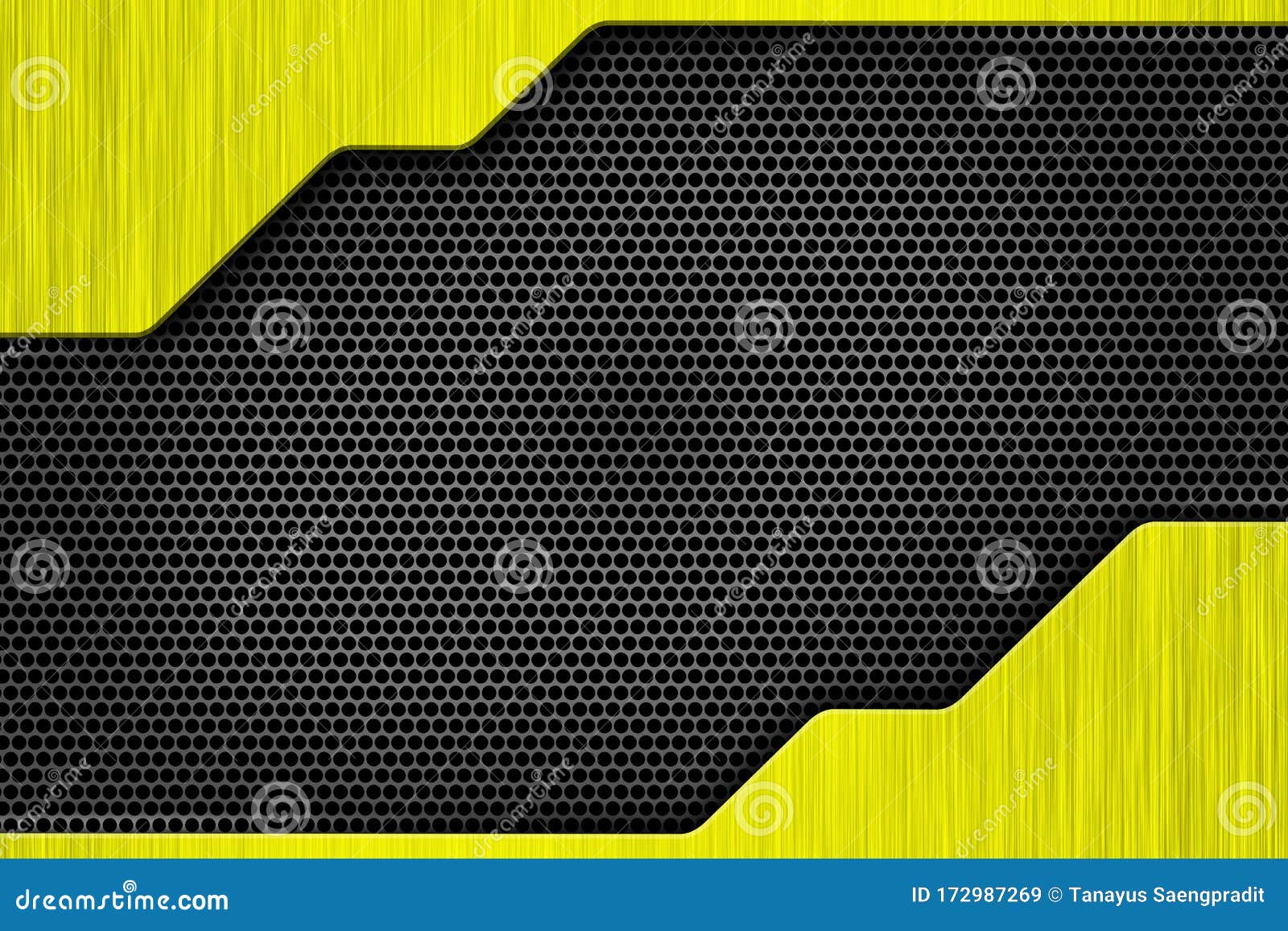 Yellow Metal Plate and Black Mesh Stock Illustration Illustration of