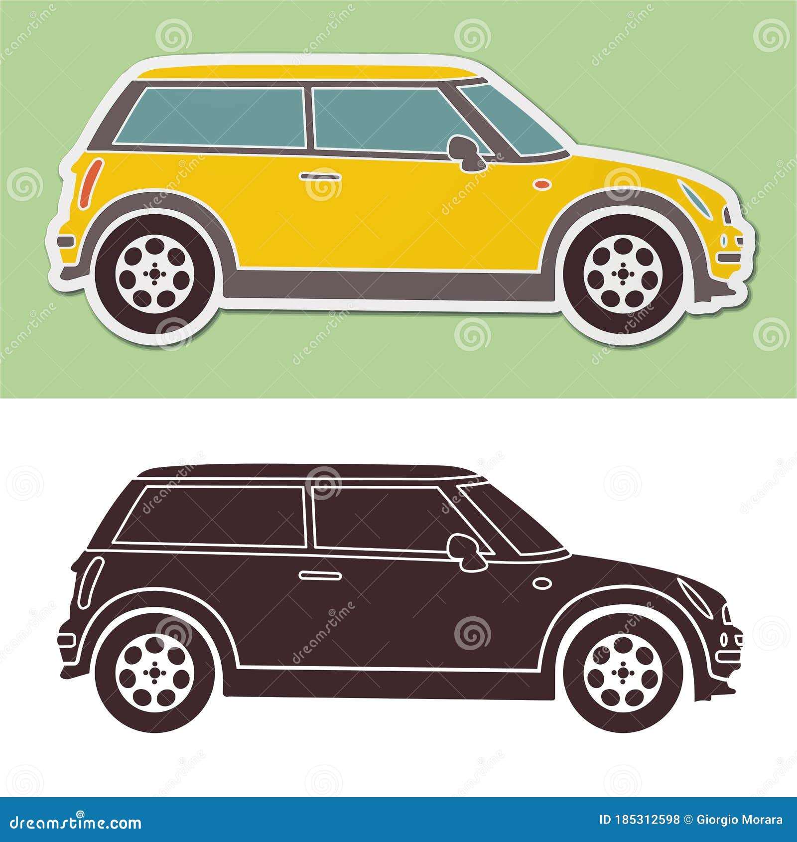 yellow mini smart car