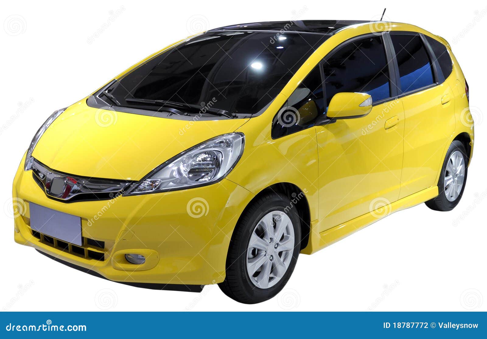 Yellow minivan isolated stock photo 