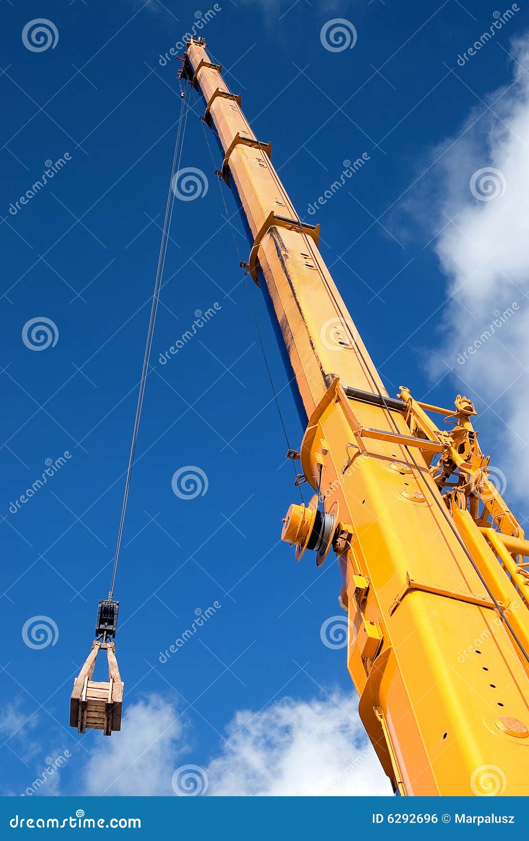 Yellow mobile crane boom stock photo. Image of growth 6292696