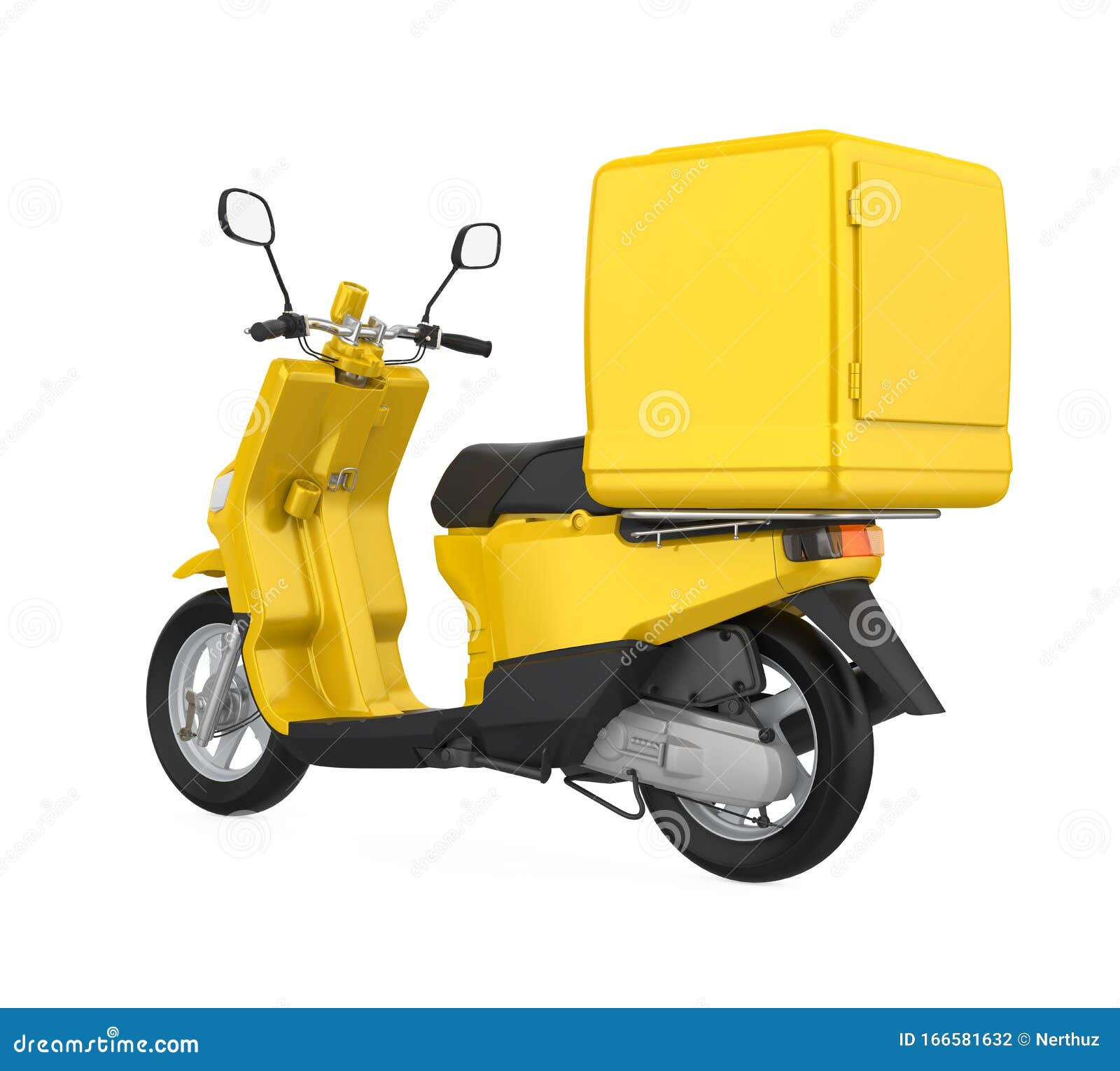 Yellow Motorcycle Delivery Box Isolated Stock Illustration
