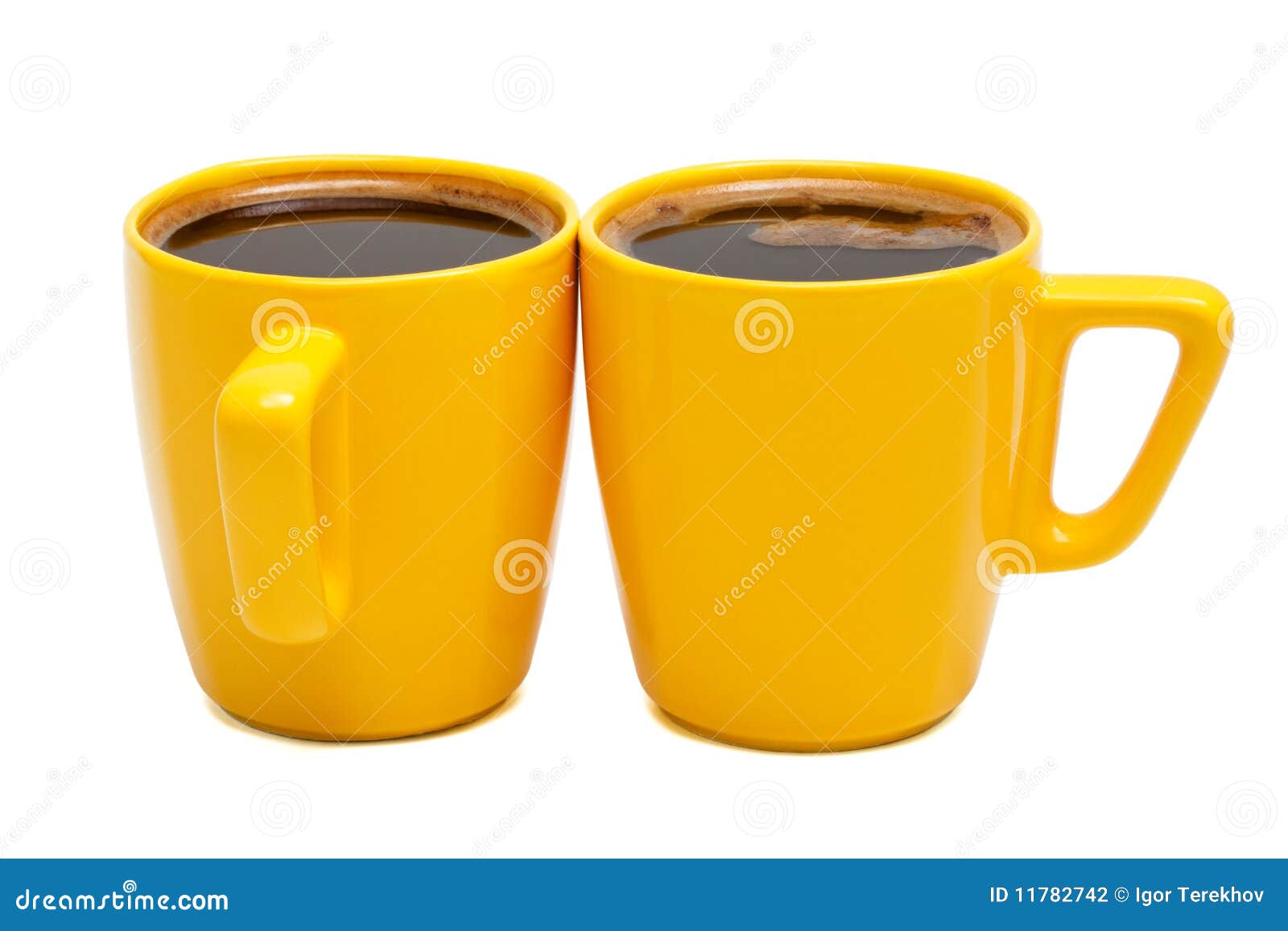 Yellow mugs of coffee stock photo. Image of ceramic, cafe 11782742