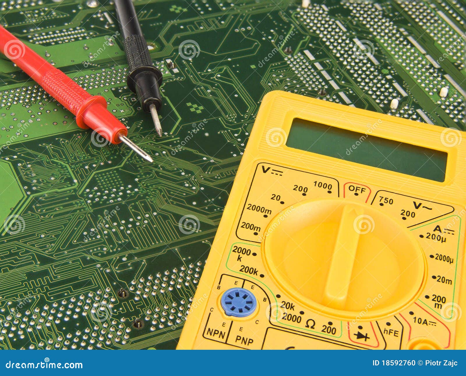 Yellow multimeter stock photo. Image of ampere, current 18592760