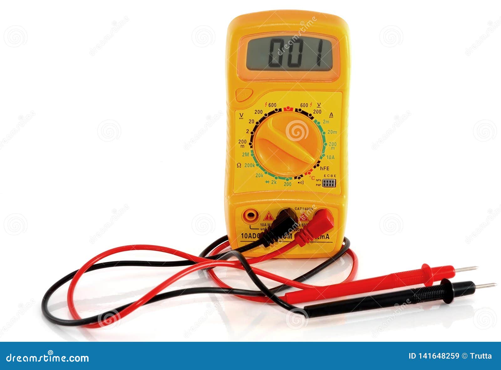 Yellow multimeter stock image. Image of electronic, ampere 141648259