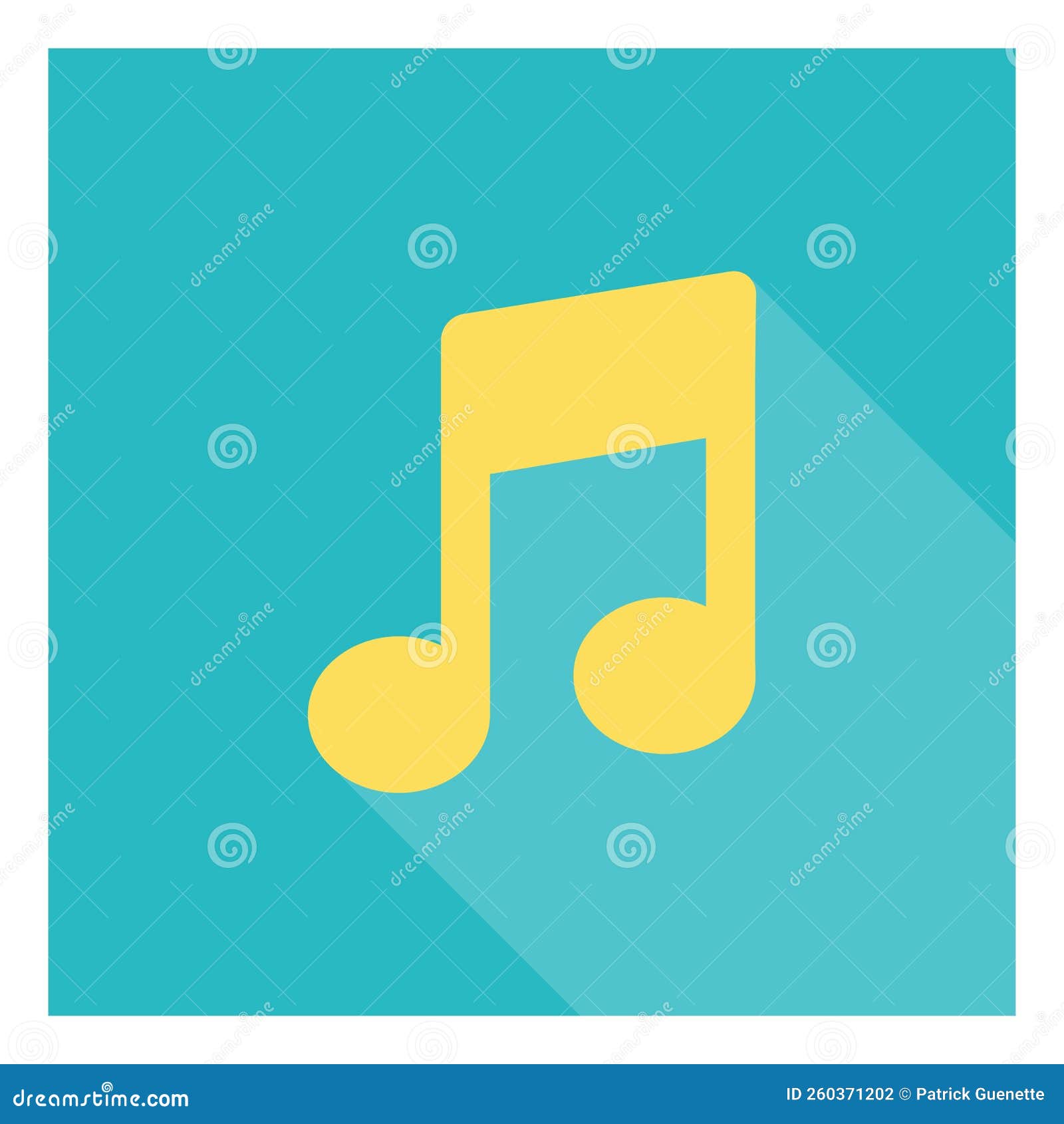 Yellow music note, icon stock vector. Illustration of silhouette
