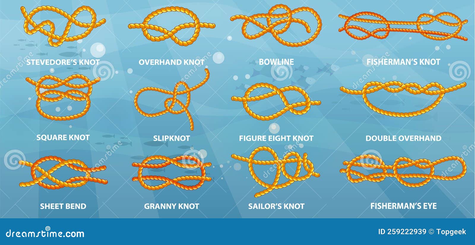 Yellow Nautical Rope Knot, Interweaving of Ropes, Cables, Tapes or