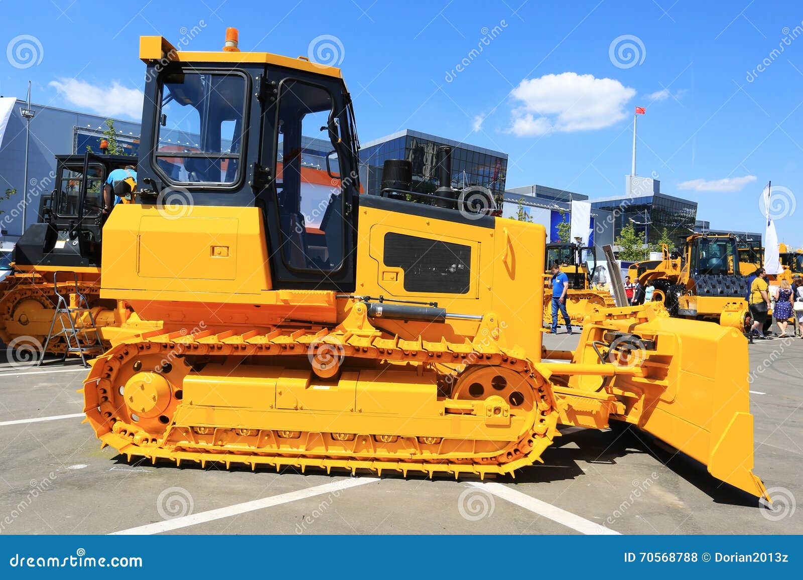 Yellow new tractor editorial stock photo. Image of tool 70568788