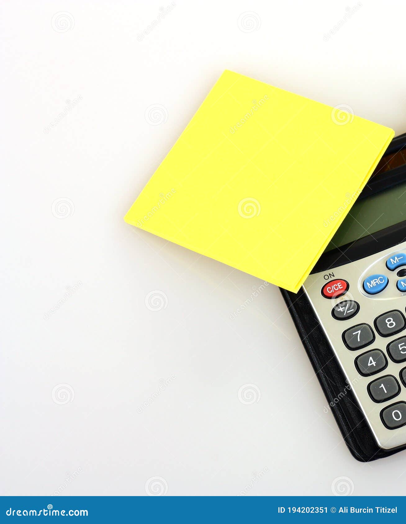 Yellow Note Pad and Calculator on Office Desk. Stock Image Image of