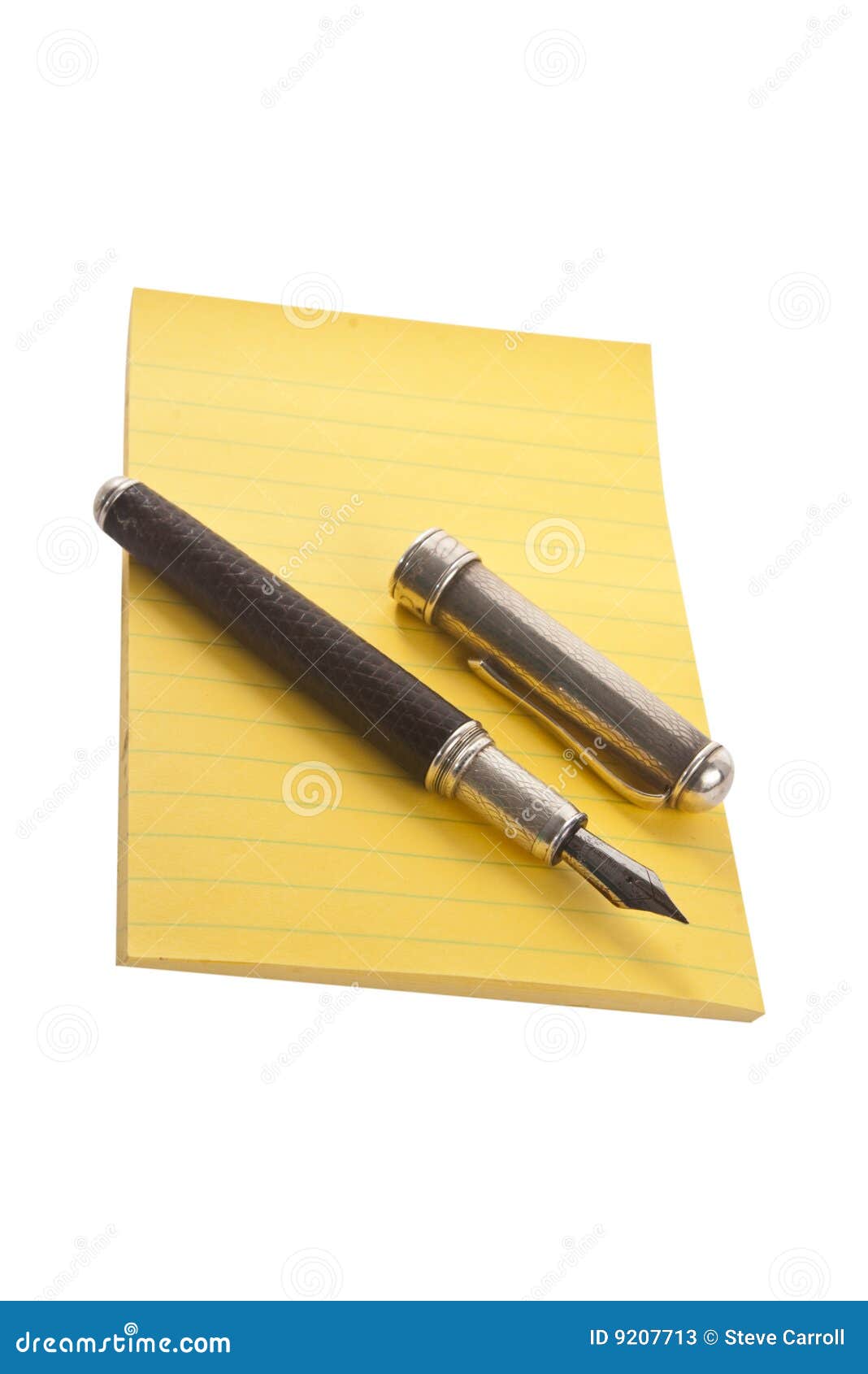 Yellow Notepad with Fountain Pen Stock Image Image of message