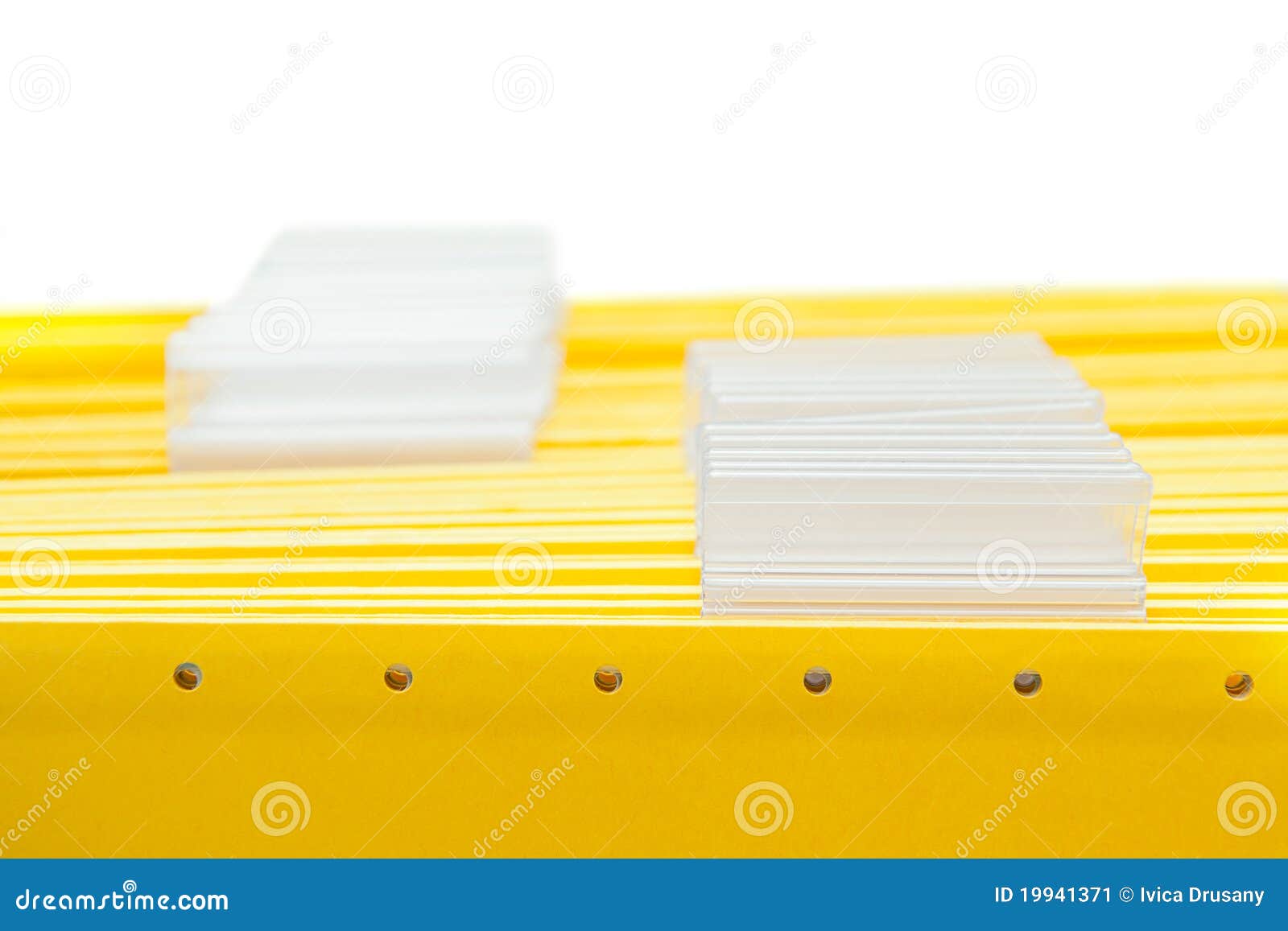 Yellow Office Folders With Empty Name Tags Stock Image - Image: 19941371