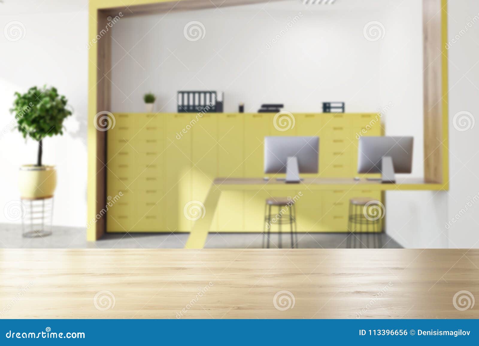 Yellow Office Waiting Room Reception Blur Stock Illustration