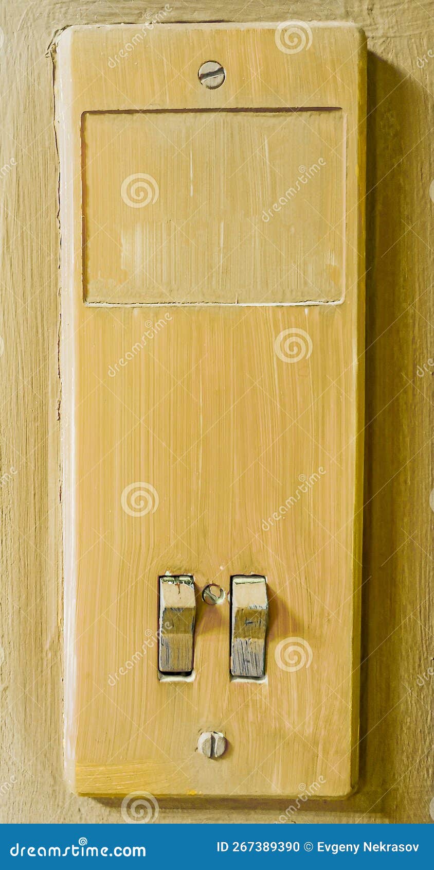 Yellow Vintage Light Switch on the Wall. Stock Photo Image of grunge