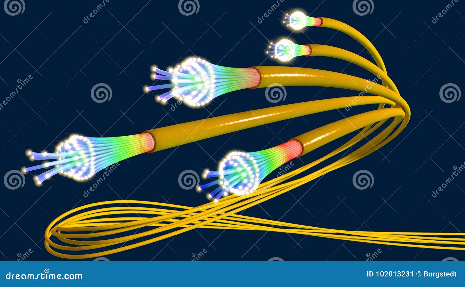 Yellow Optical Fiber Cables or Fiber Optics Stock Illustration