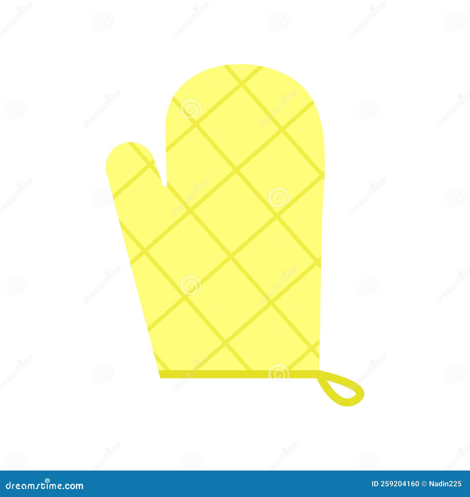 Yellow Oven Mitt Isolated on White Background. Flat Oven Glove with