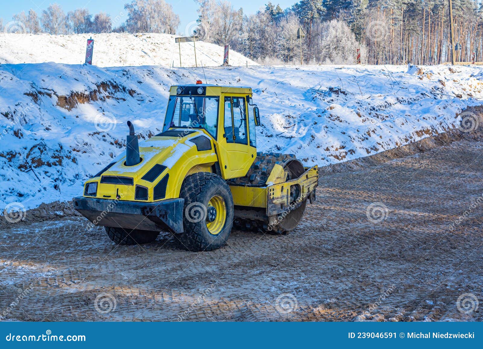 Yellow Padfoot Roller Compactor Stock Image - Image of construction