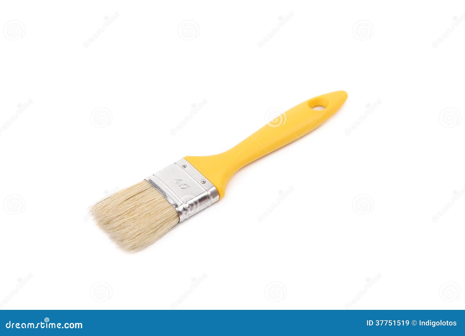 Yellow paint brush. stock image. Image of brown, instrument 37751519