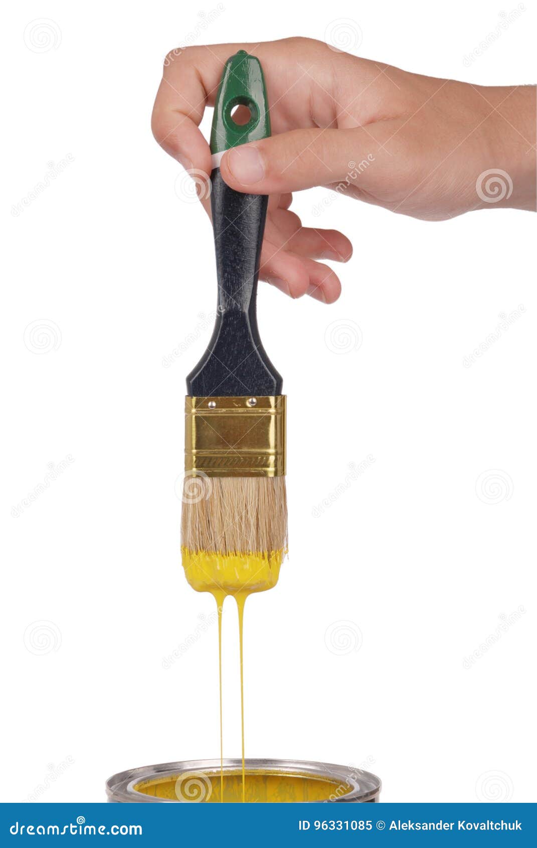 Yellow paint and brush stock image. Image of paint, closeup 96331085