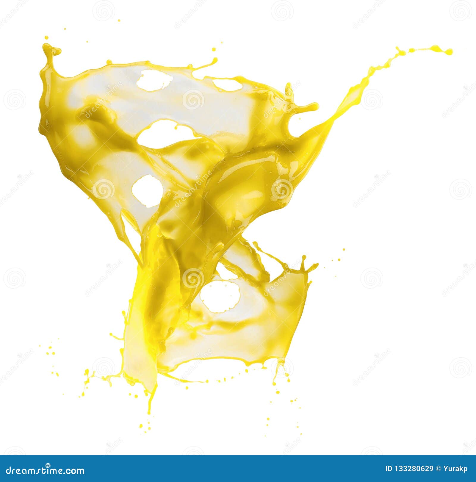 Yellow Paint Splash Isolated on a White Background Stock Image - Image ...