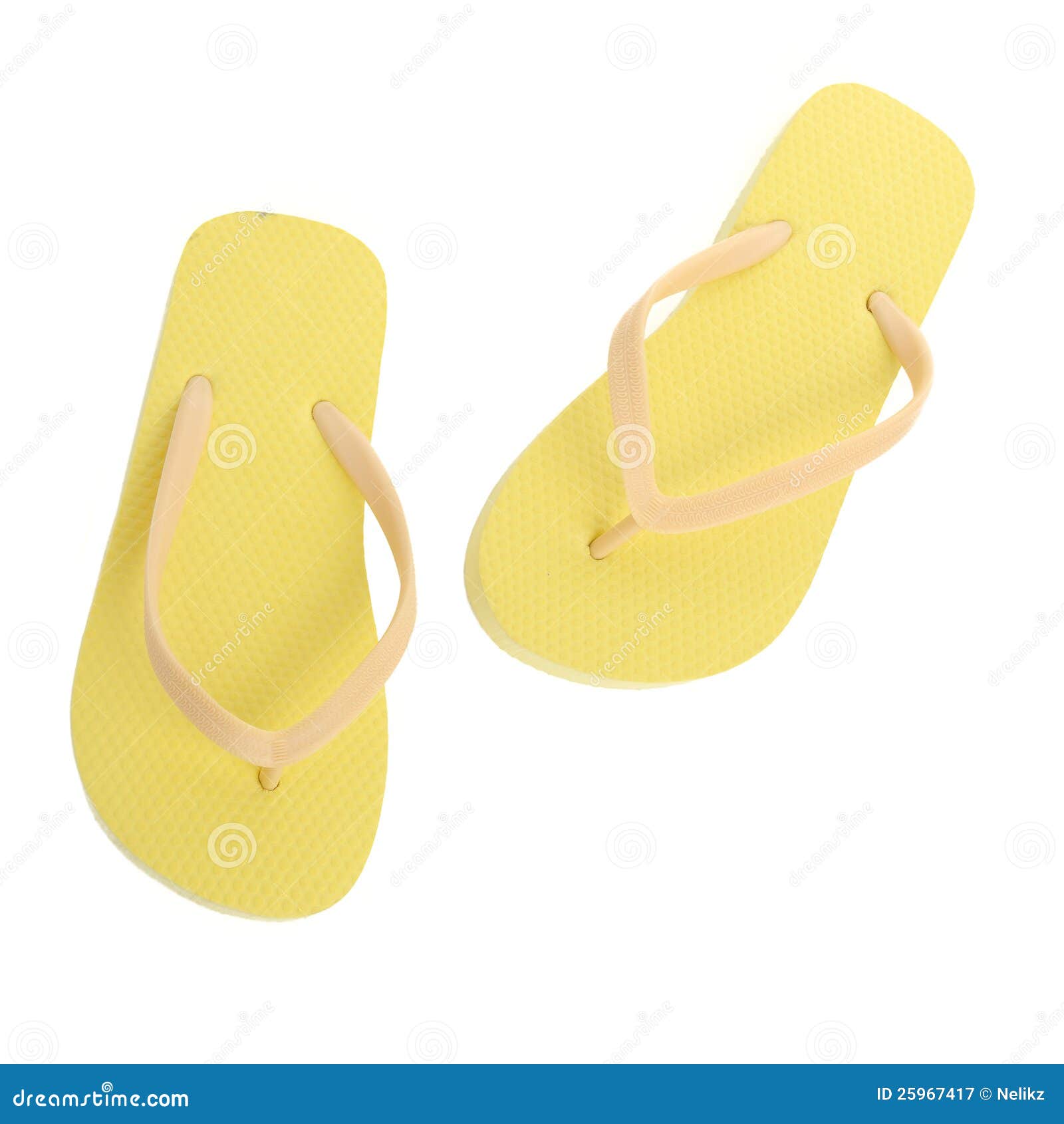 Yellow Pair of Flip Flops Isolated Stock Image - Image of footwear ...