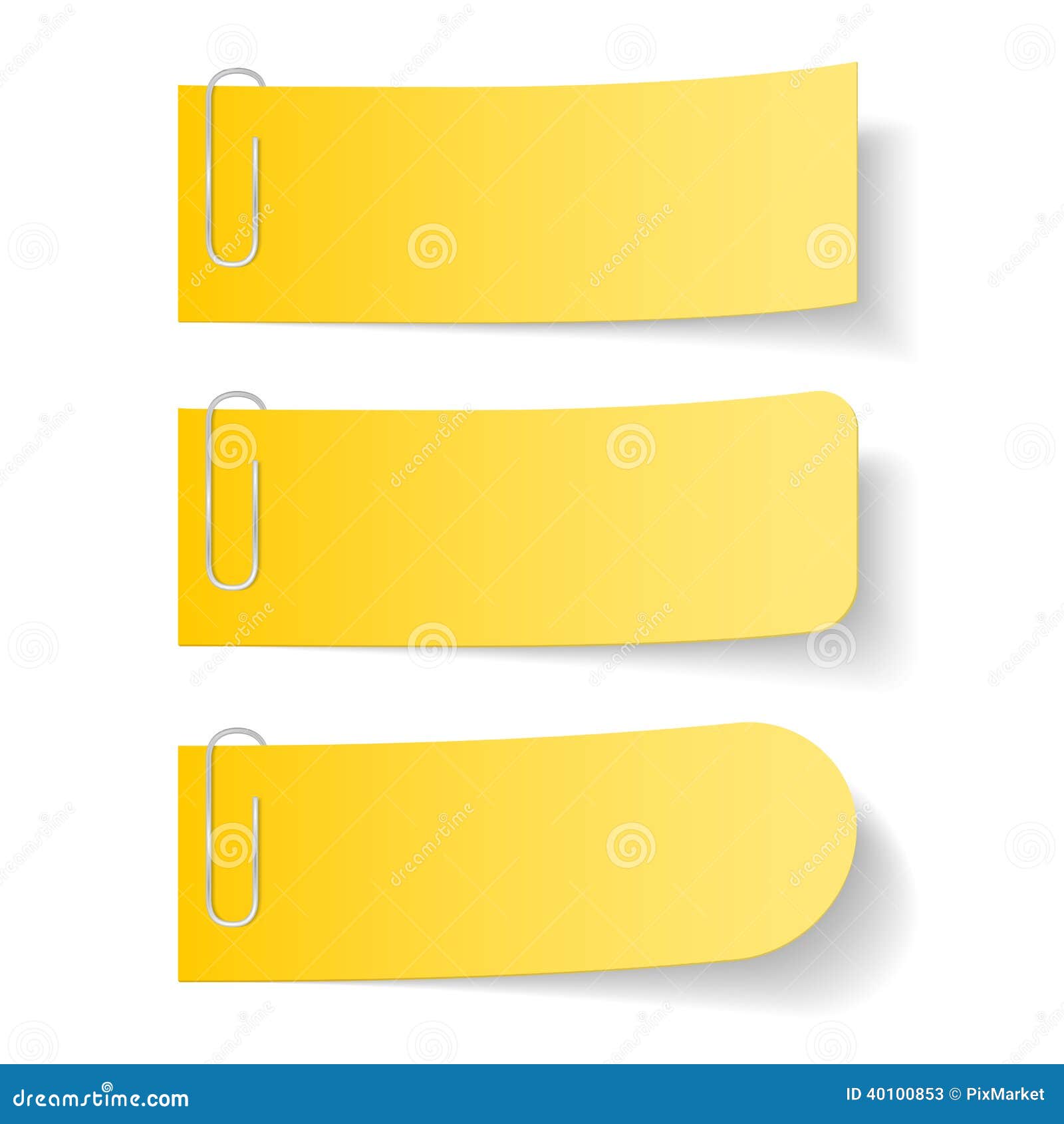 Yellow Paper Notes with Clips Stock Vector Illustration of clip