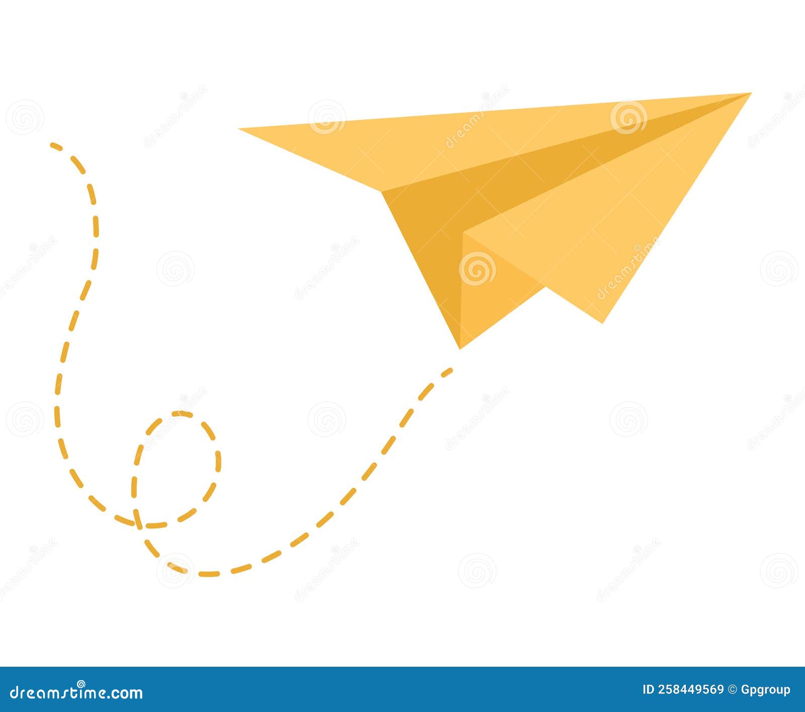 Yellow paper plane stock vector. Illustration of design 258449569