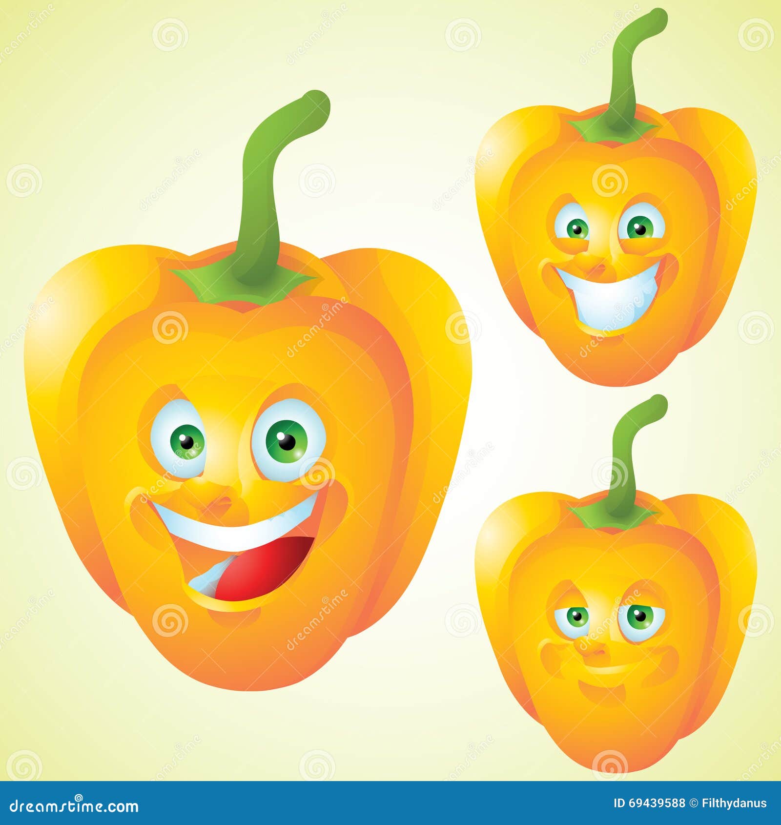 Yellow Paprika, Pepper Face Expression Cartoon Character Set Stock Vector Illustration of