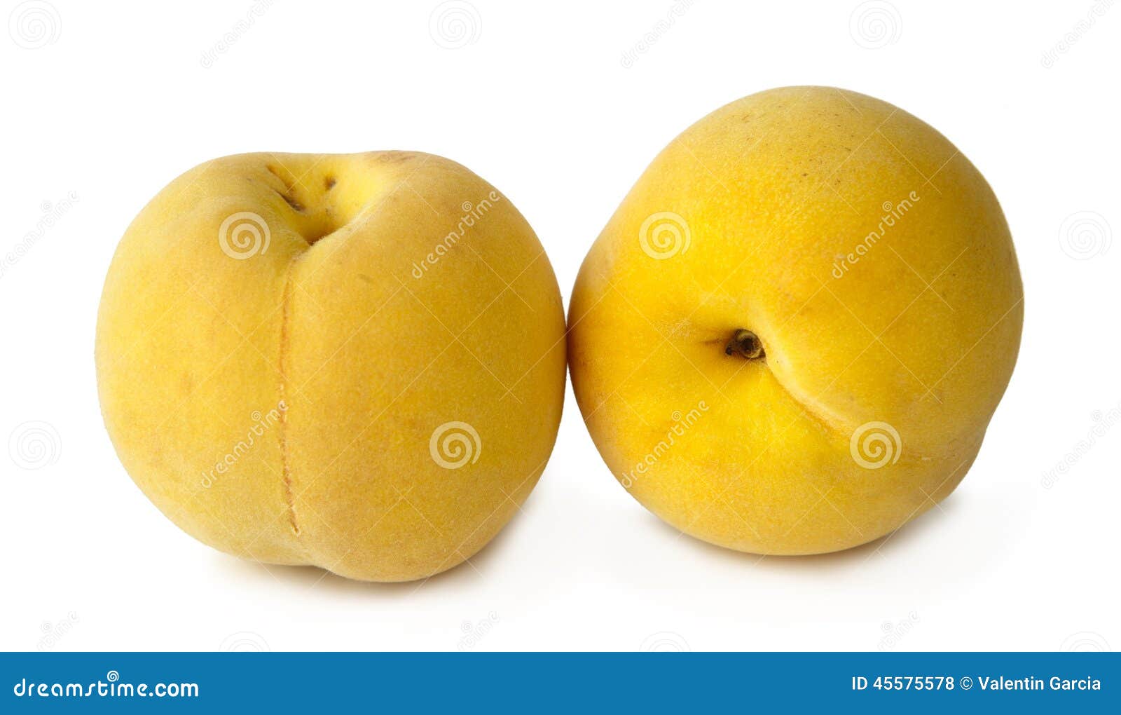yellow peaches on white background