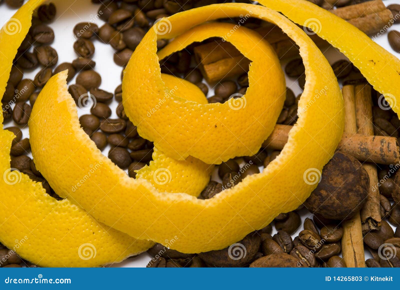 Yellow Peel in Coffee Beans Stock Image Image of truffle, focus 14265803