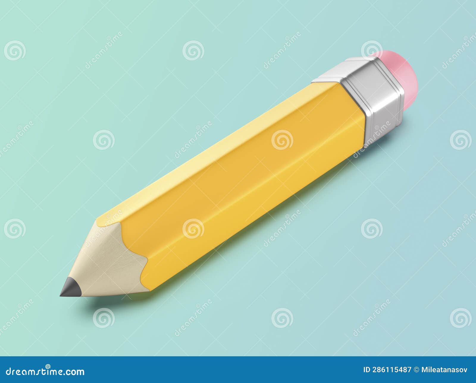 Yellow pencil with eraser stock illustration. Illustration of icon