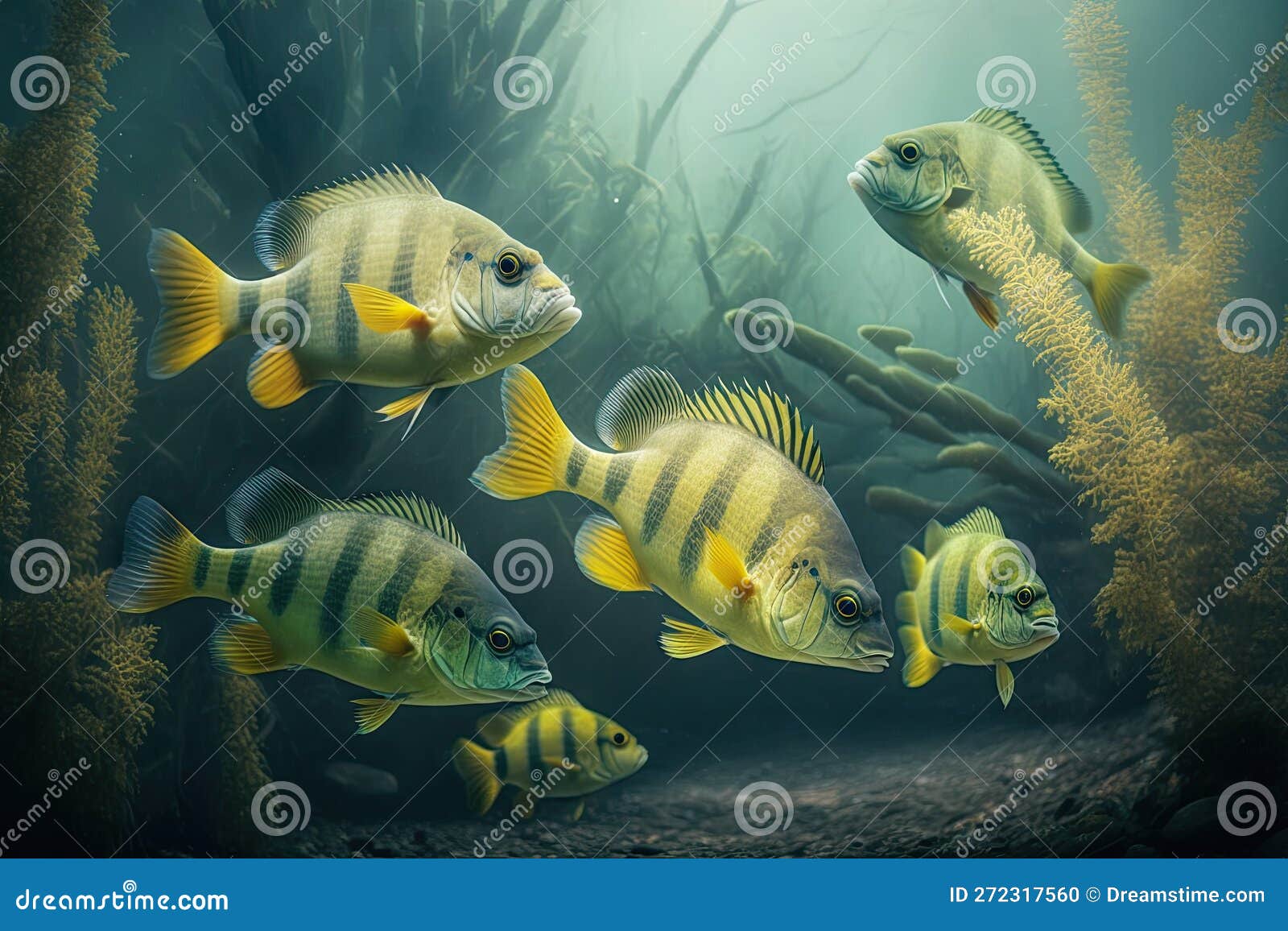 Yellow Perch Fish Underwater Lush Nature by Generative AI Stock ...