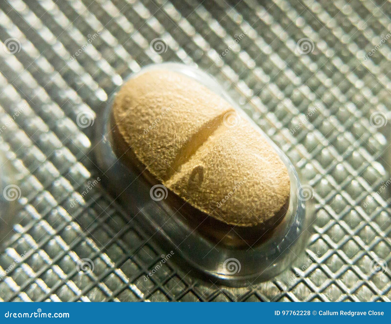 Yellow Pill in Foil Packet Unopened for Depression Stock Photo Image