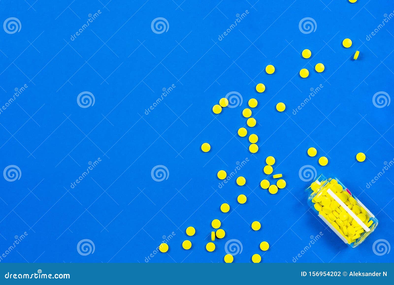 Download Yellow Pills And Bottle On A Blue Background Copy Space For Text Stock Photo Image Of Narcotic Drug 156954202 Yellowimages Mockups