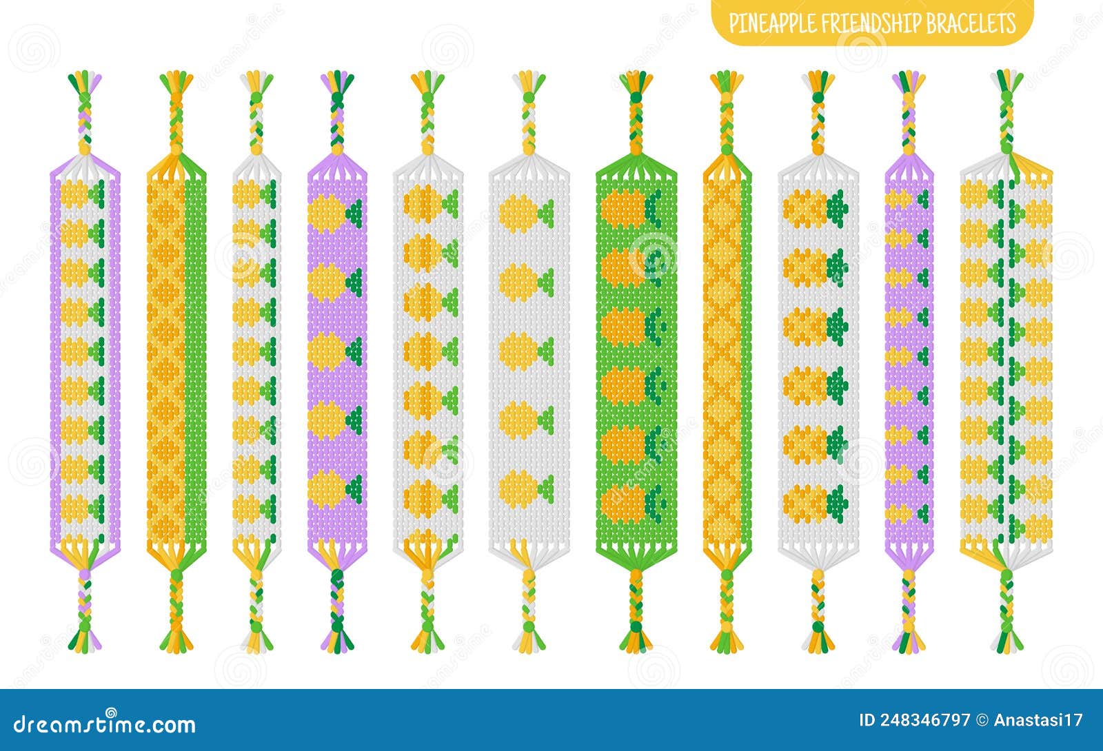 Yellow Pineapple Handmade Friendship Bracelets Set of Threads or Beads