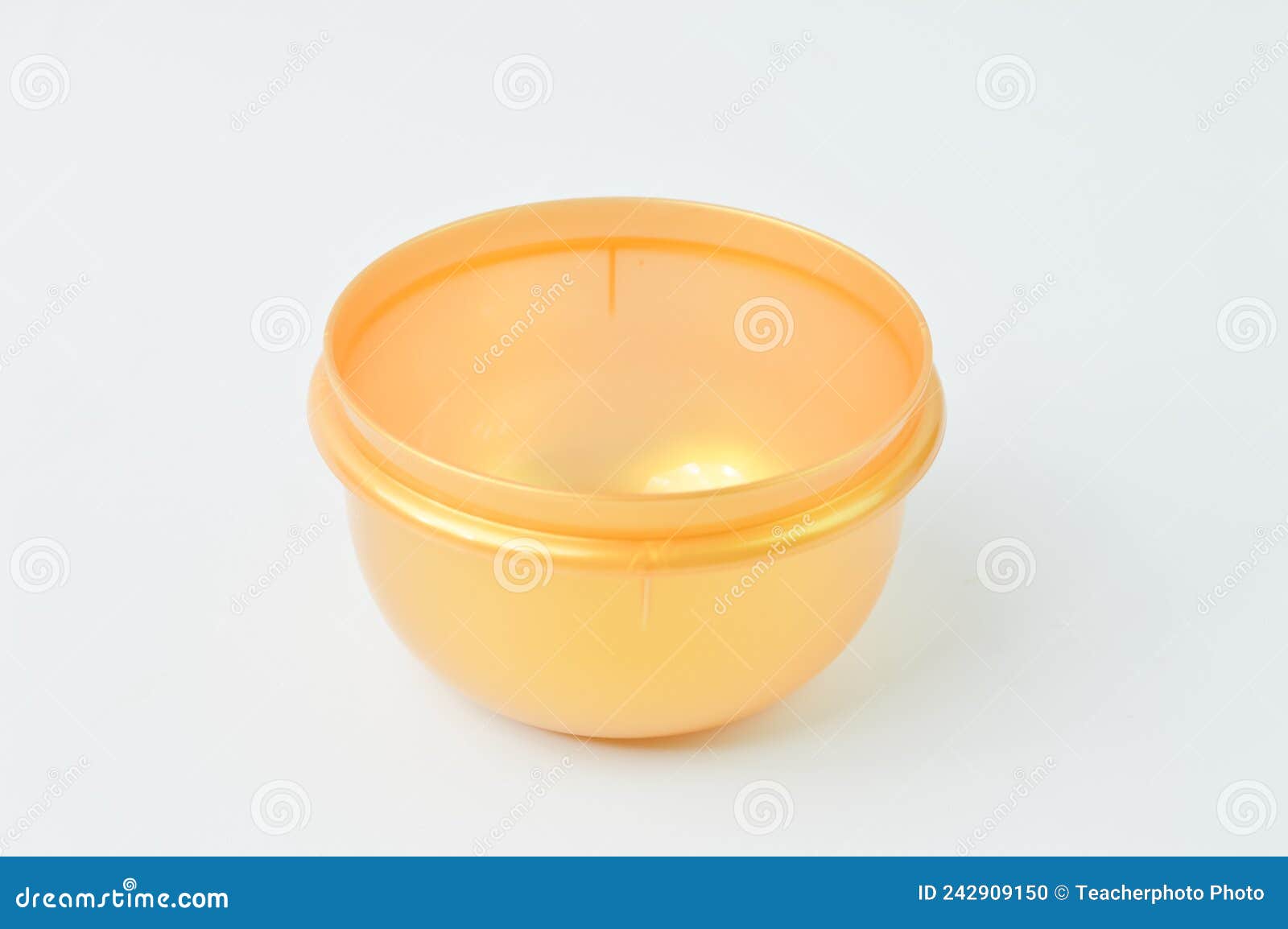 Yellow Plastic Bowl Isolated on a White Background Stock Photo Image