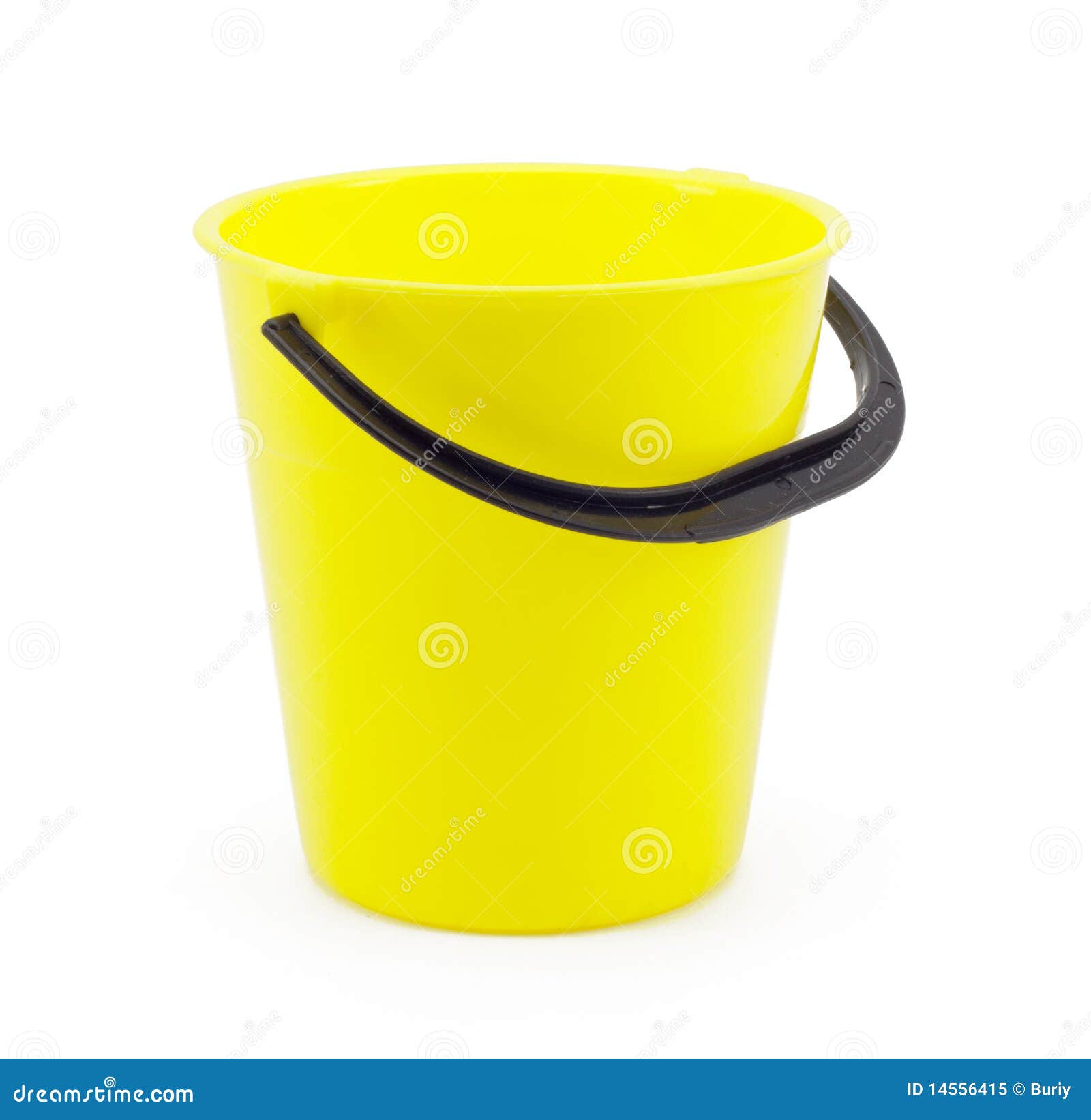 Yellow plastic bucket stock image. Image of white, black 14556415