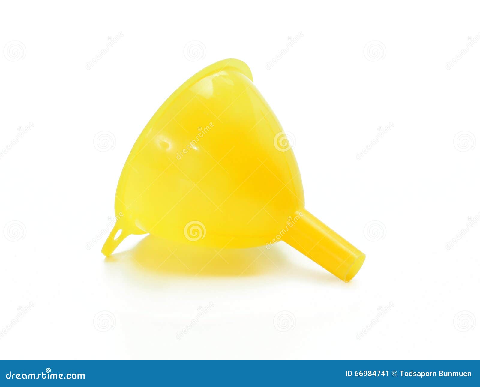 Yellow Plastic Funnel Isolated on White Stock Image Image of closeup