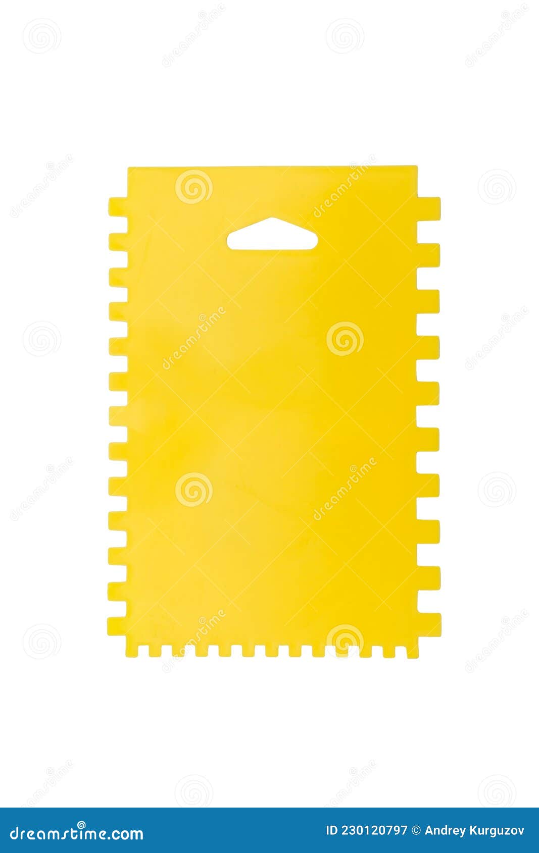 Yellow Plastic Spatula with Teeth for Applying Tile Glue and Mortar