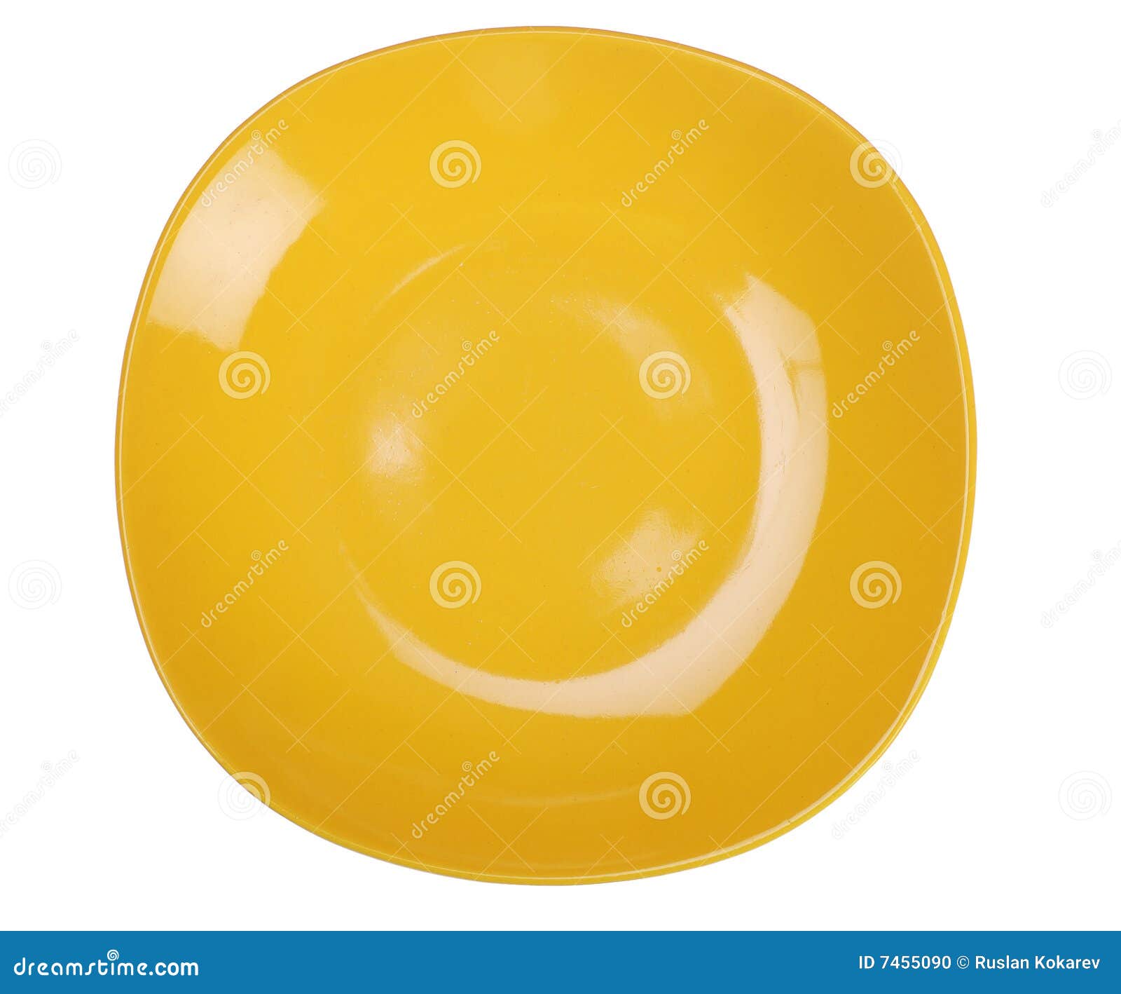 Yellow plate. stock photo. Image of dish, saucer, isolate 7455090