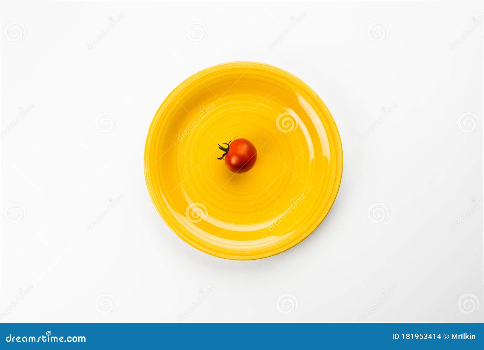 Yellow Plate with Red Tomato, Top View Stock Photo Image of dieting