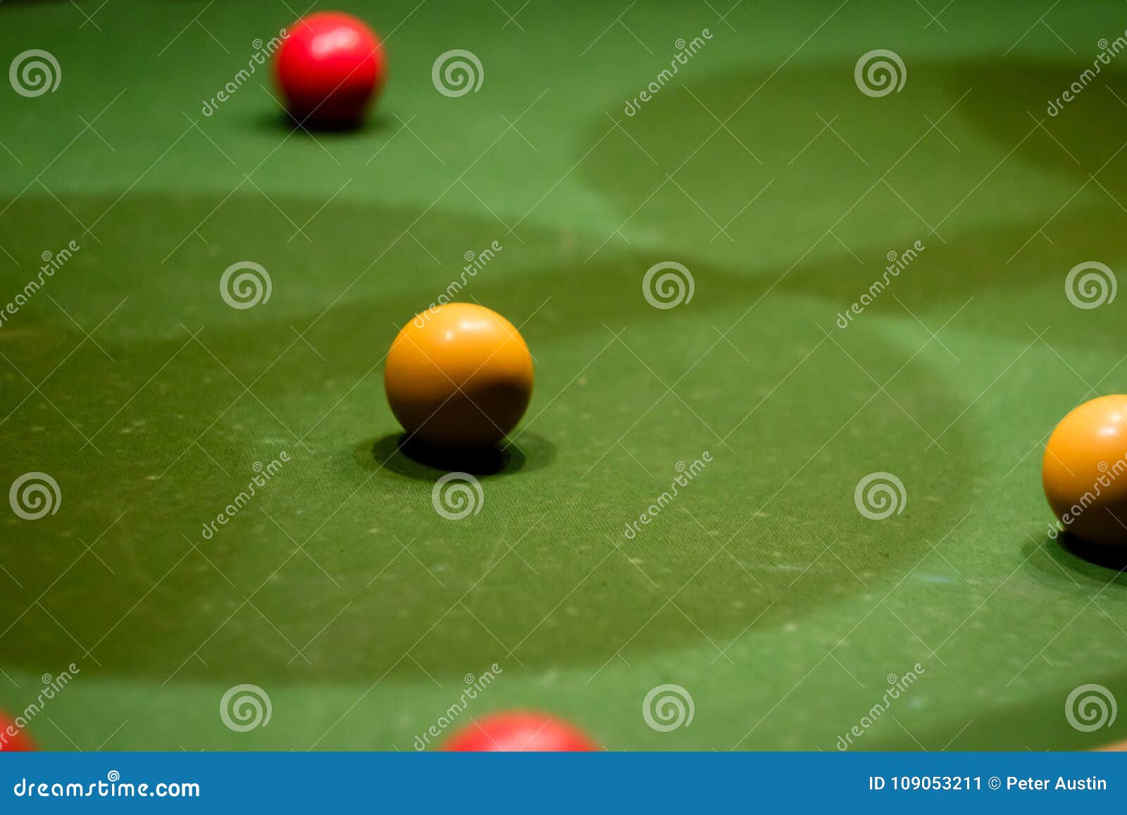 A Yellow Pool Ball On The Table Stock Image Image of shadow, close