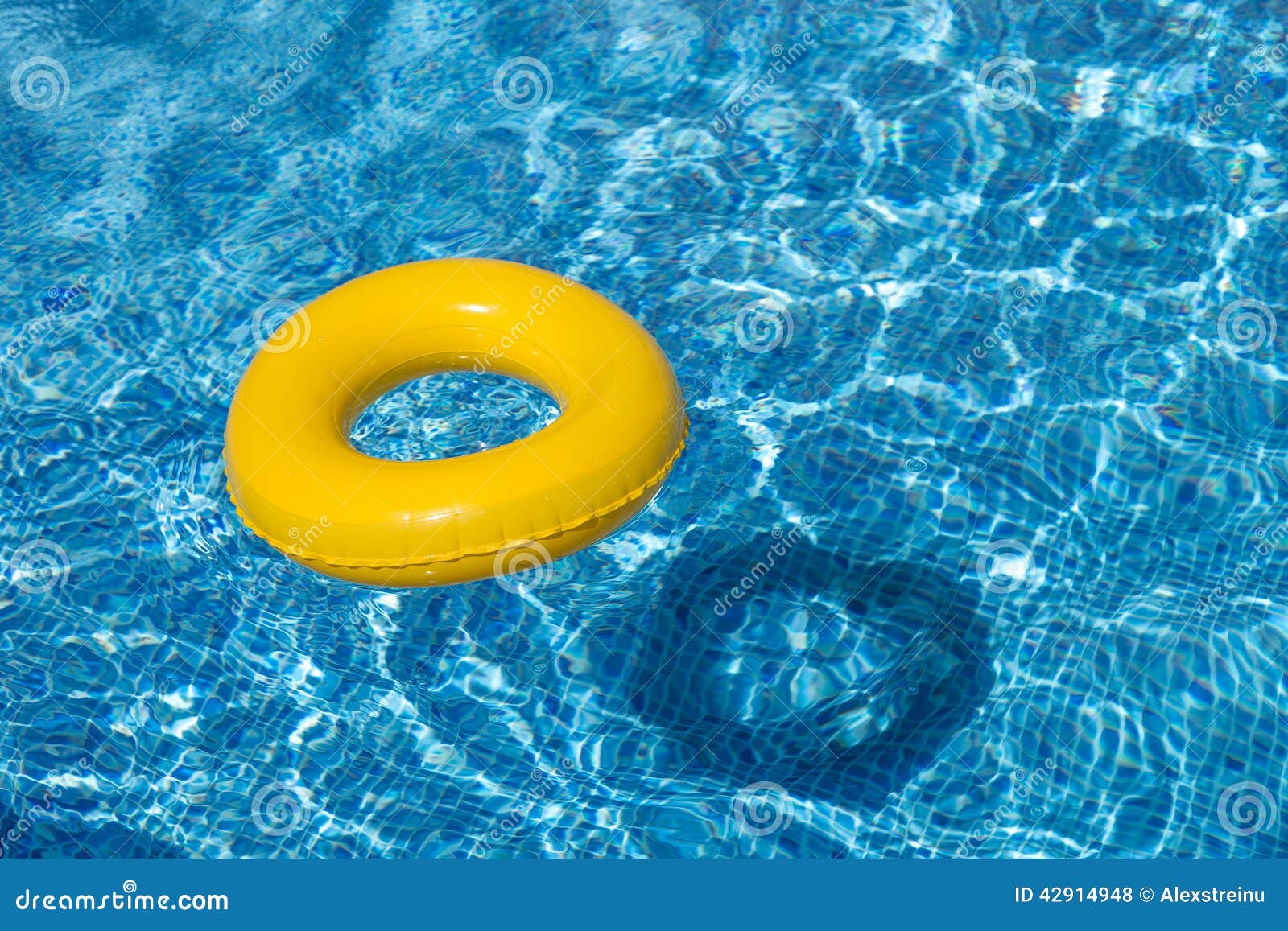 Yellow Pool Float, Pool Ring in Cool Blue Refreshi Stock Photo - Image ...